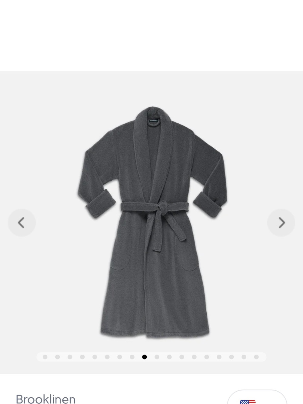 Brooklinen Super Plush Robe Charcoal Gray 100% Turkish Cotton M New with Tags